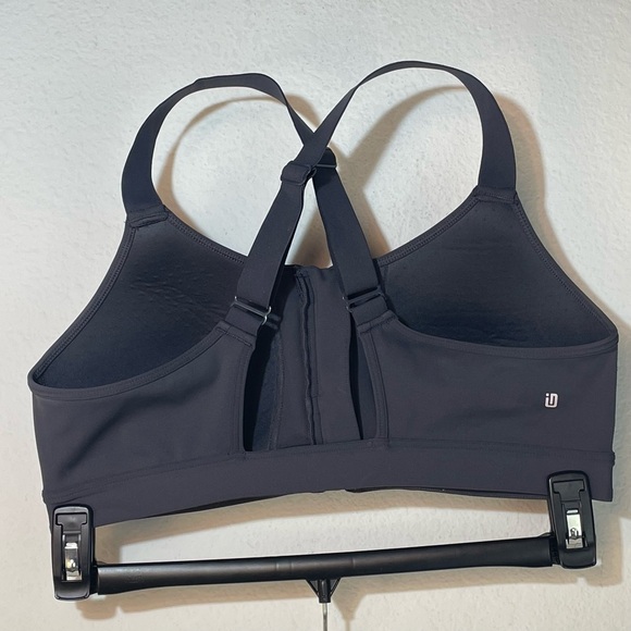 Ideology Black High-Impact Sports Bra with Front Zipper cross back straps L - Picture 2 of 10